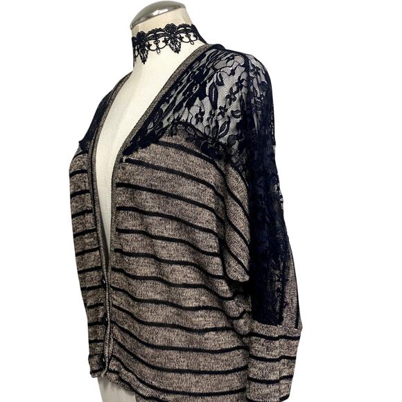 Vintage y2k About A Girl LA Striped Lace Gothic Grunge Cardigan - Picture 4 of 12